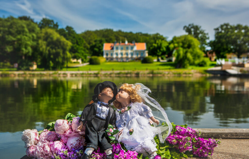 Bröllopspar på Krägga Herrgård nära Stockholm